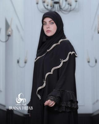 روسری حریر حاشیه کرم با نگین 3 مثلث