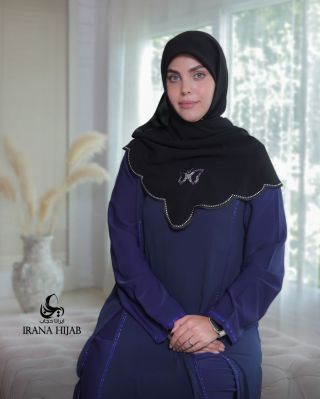 روسری حریر حاشیه مشکی با نگین پروانه 