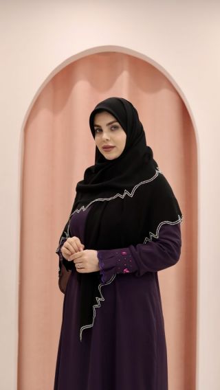 روسری حریر نگین طرح زیگزاگ